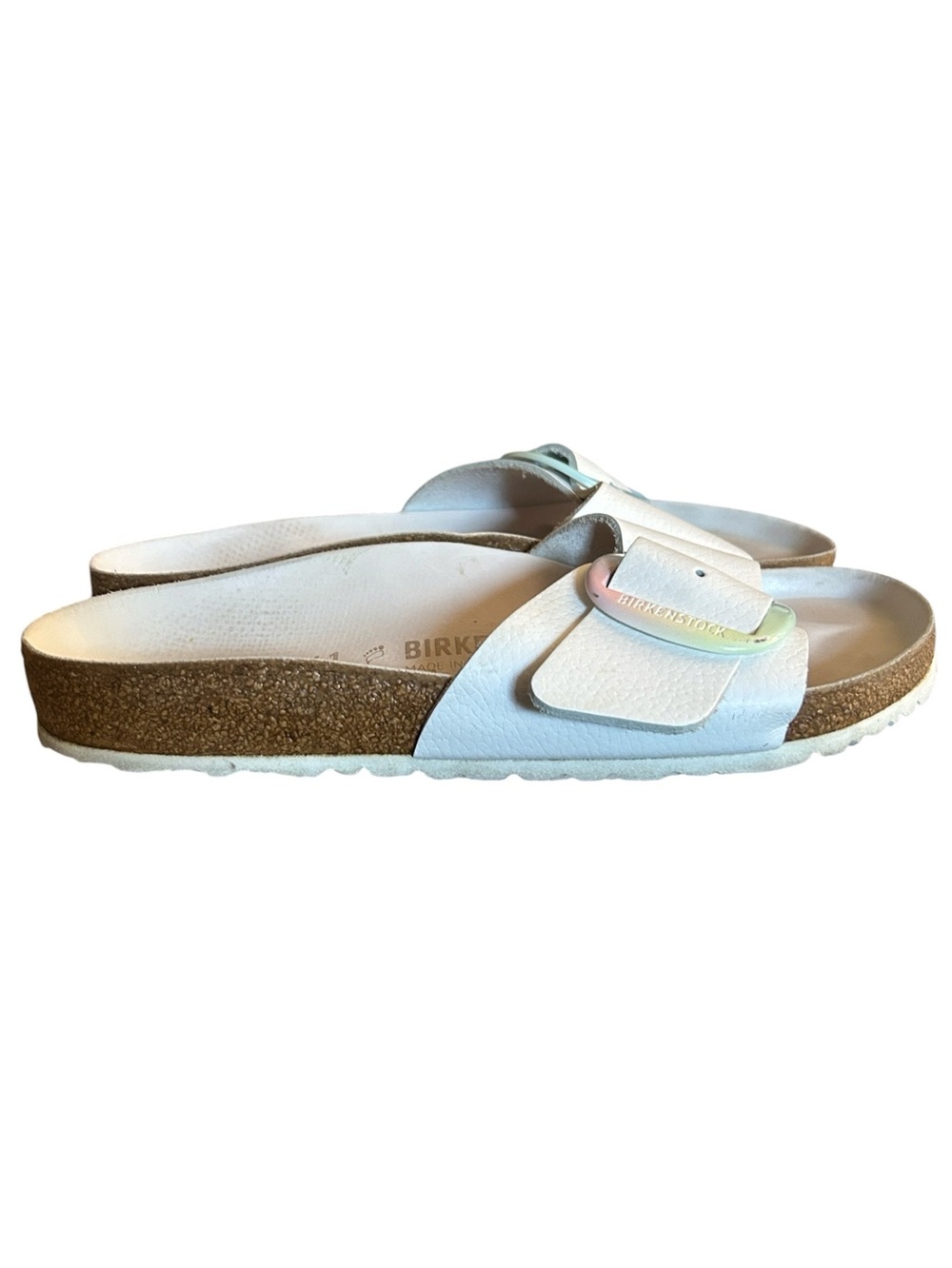 Birkenstock Madrid Rainbow Big Buckle White Leather Size EU 41 - Picture 4 of 15